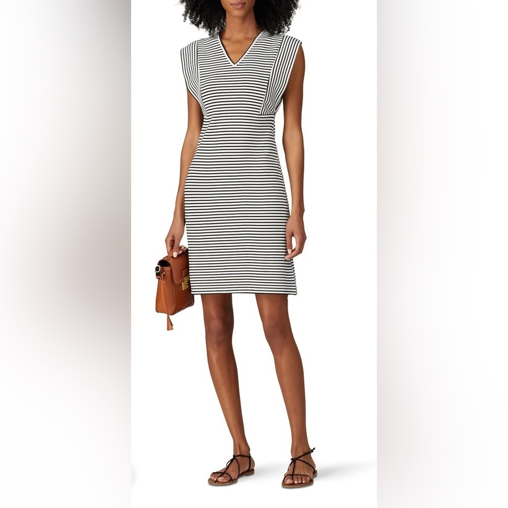 Derek Lam 10 Crosby Striped Black and White V-Neck Dress- Size 38 (US Small)